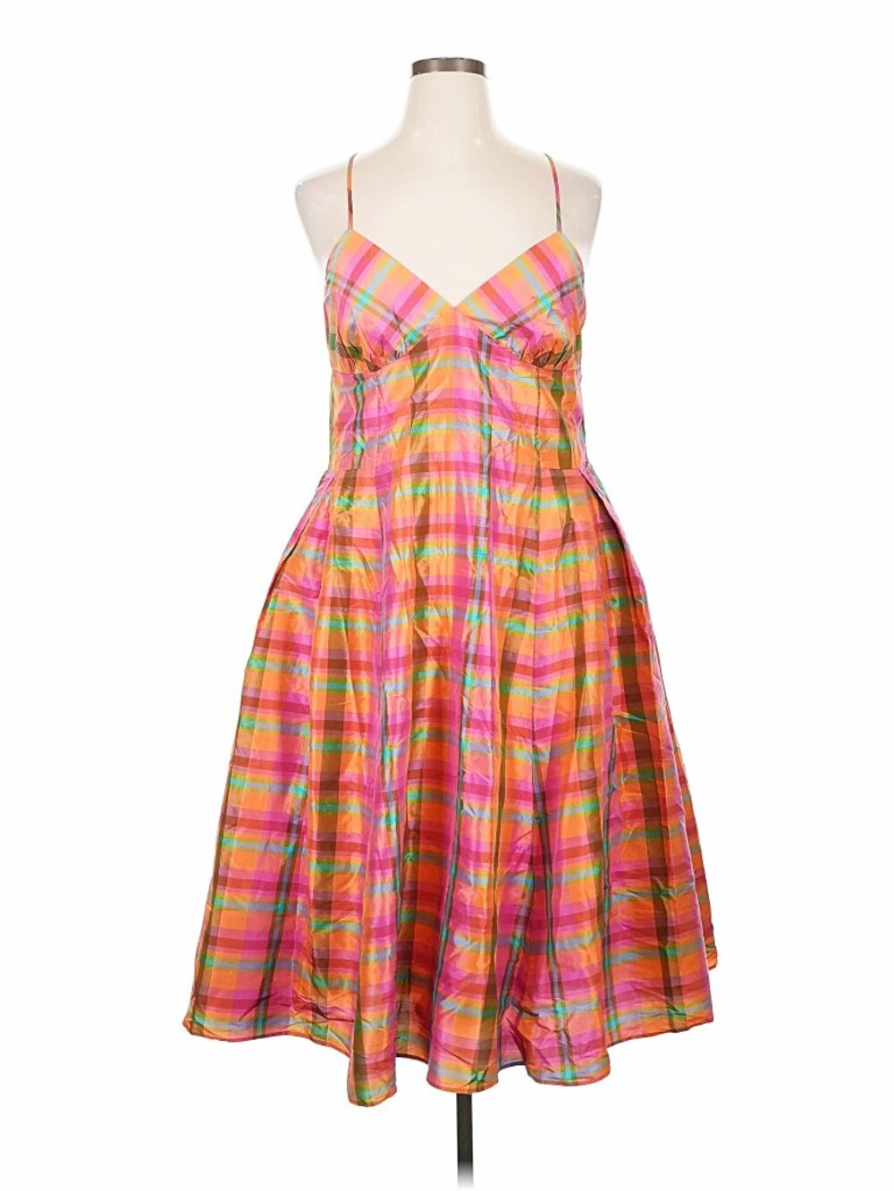 Isaac Mizrahi for Target Orange Plaid Fit & Flare Dress size XL - Picture 3 of 3